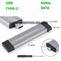 Преходник Dual Protocol M2 SSD Case USB3.0/Type-C to M.2 NVME SATA SSD